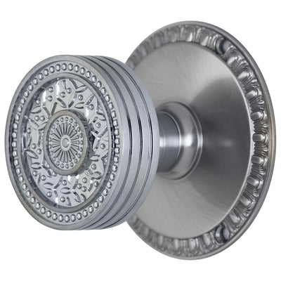 Antique Hardware Egg & Dart Rosette Door Set with Rice Pattern Door Knobs (Several Finishes Available) Door Knobs Satin Nickel