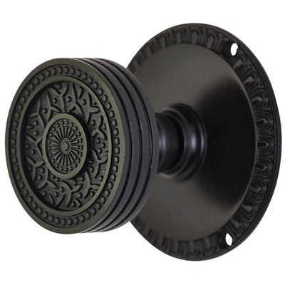 Antique Hardware Egg & Dart Rosette Door Set with Rice Pattern Door Knobs (Several Finishes Available) Door Knobs Satin Nickel