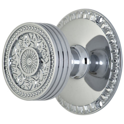 Antique Hardware Egg & Dart Rosette Door Set with Rice Pattern Door Knobs (Several Finishes Available) Door Knobs Satin Nickel