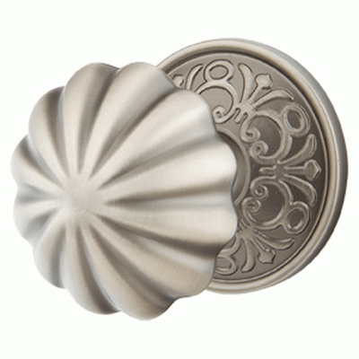 ##Antique Hardware## Solid Brass Melon Door Knob Set With Lancaster Rosette (Several Finish Options)