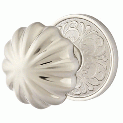 ##Antique Hardware## Solid Brass Melon Door Knob Set With Lancaster Rosette (Several Finish Options)