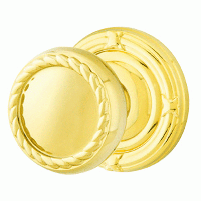 ##Antique Hardware## Solid Brass Rope Door Knob Set With Ribbon & Reed Rosette (Several Finish Options)
