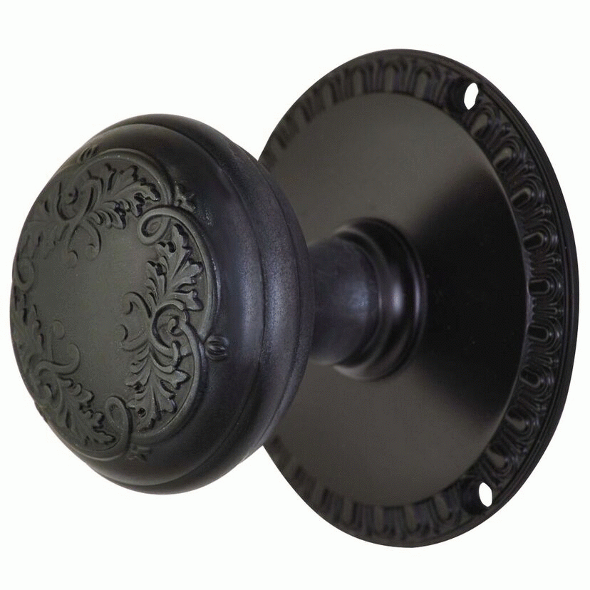 ##Antique Hardware## Egg & Dart Rosette Door Set with Floral Leaf Door Knobs (Several Finishes Available)
