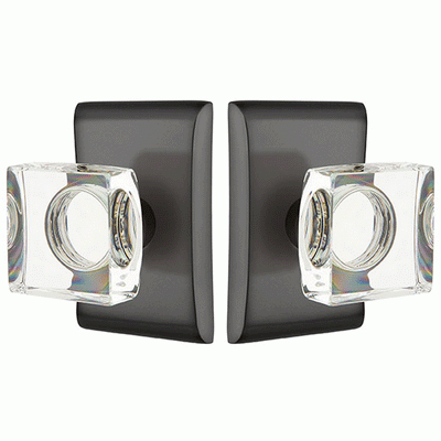 ##Antique Hardware## Emtek Modern Square Crystal Door Knob Set With Neos Rosette (Several Finish Options)