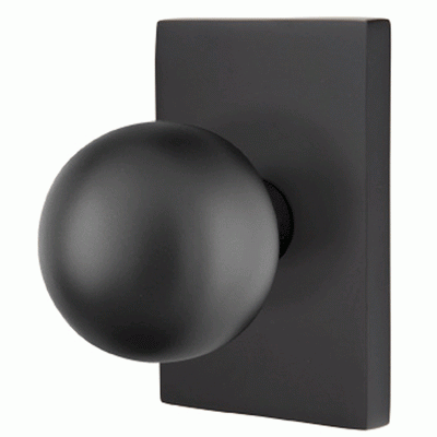 ##Antique Hardware## Emtek Solid Brass Orb Door Knob Set With Modern Rectangular Rosette (Several Finish Options)