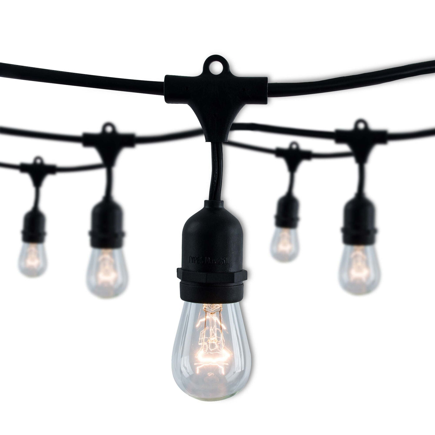 Antique Hardware 14' String Light 10 Sockets Kit Black W/11W S14 Clear 130V E26 LAMPS-2PK String Lights