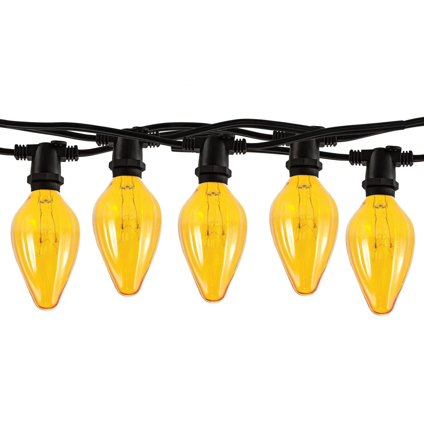 Antique Hardware 14' String Light 10 Sockets Kit Black W/15W Fiesta Amber E12 Lamps Bulb