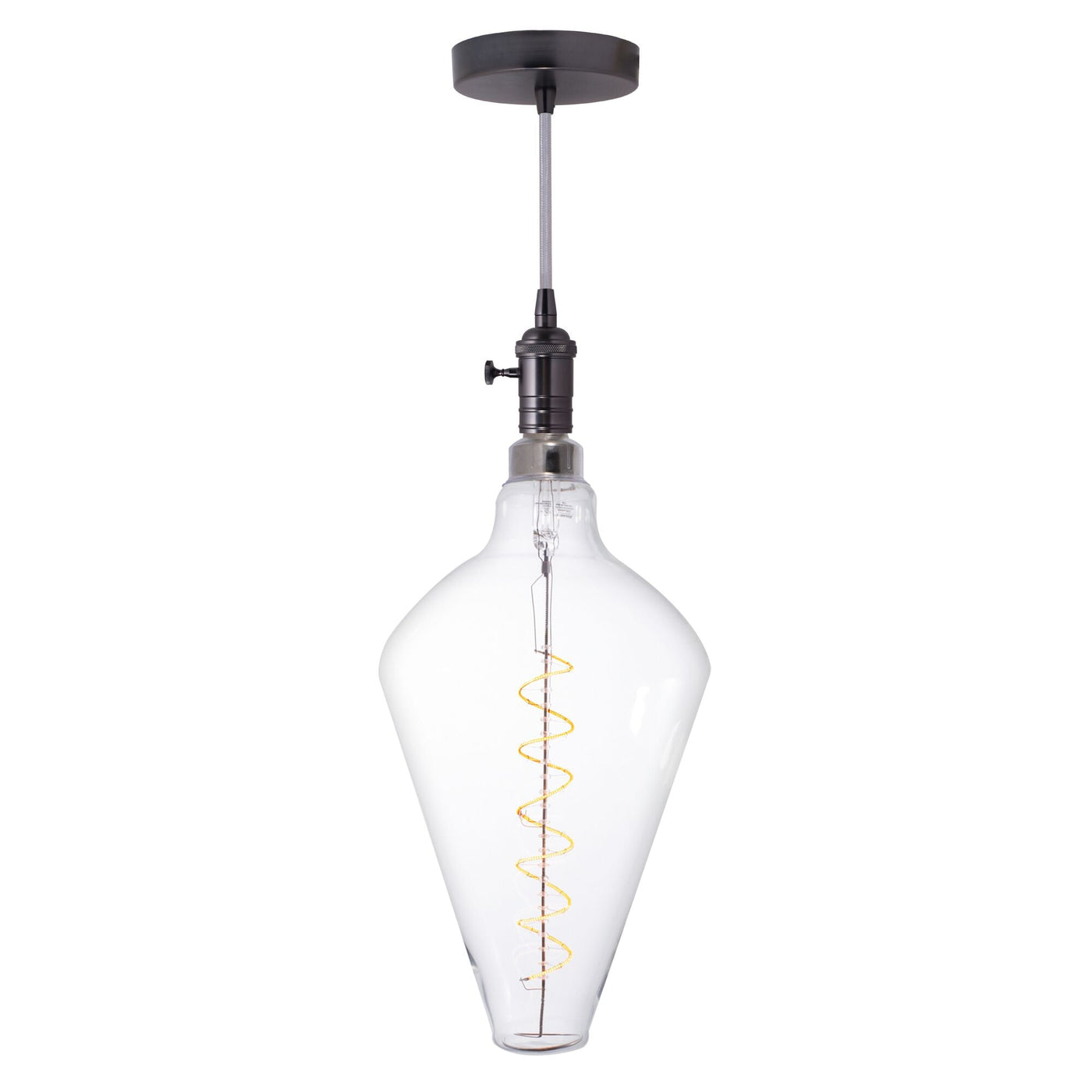 Antique Hardware 4W LED Diamond Shaped Grand 2200K Filament W/ Gunmetal Black Pendant With Silver String Chandelier