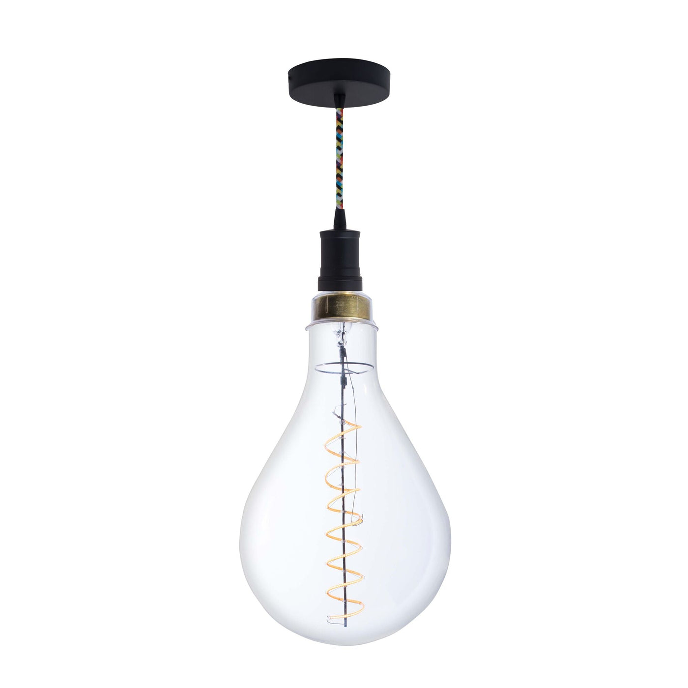 Antique Hardware 4W LED Pear Shaped Grand 2200K Filament W/ Black Pendant With Multicolor String Chandelier