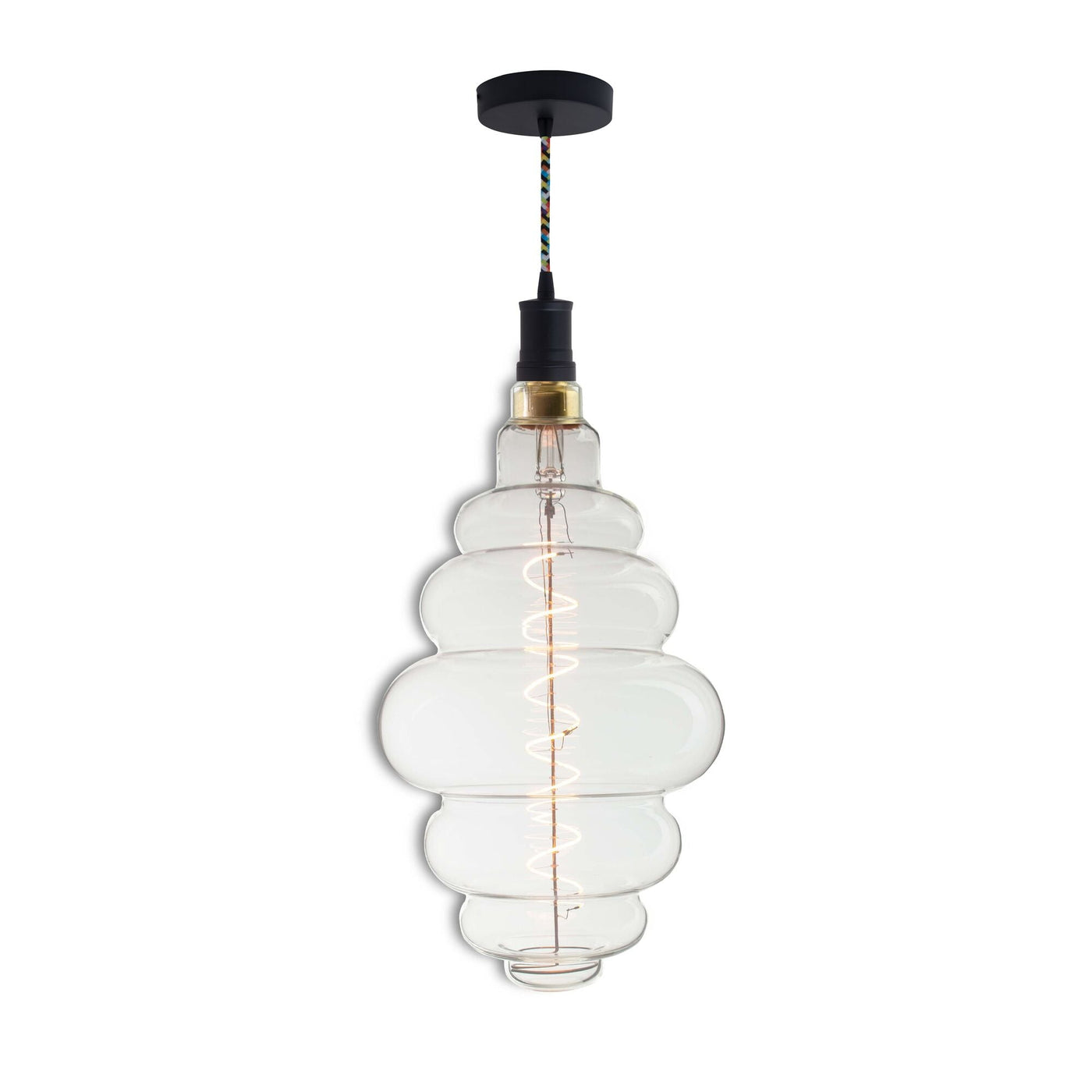 Antique Hardware 4W LED Beehive Shaped Grand 2200K Filament W/ Black Pendant With Multicolor String Chandelier