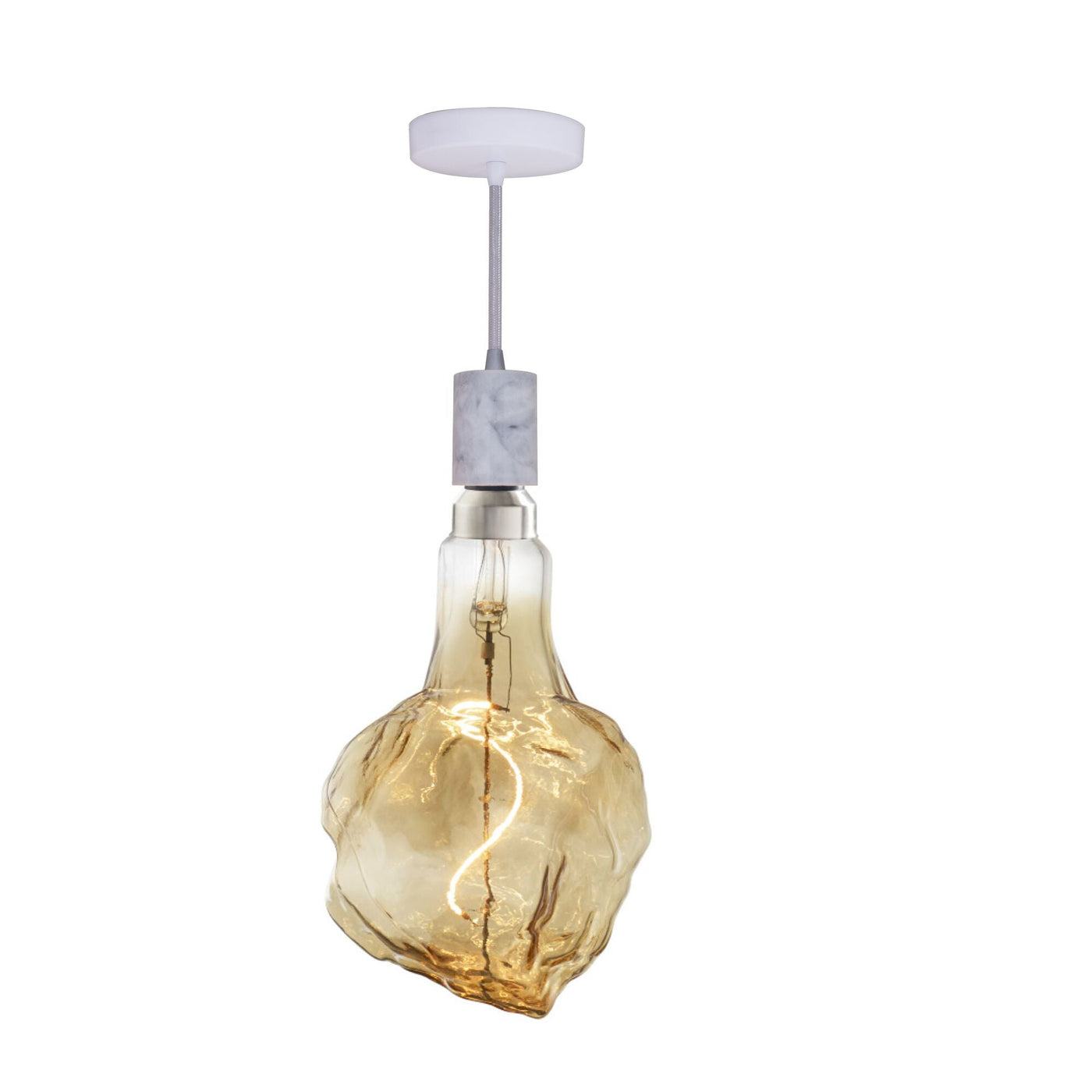 Antique Hardware 4W LED Glacier Natural Grand 2200K Filament W/ White Marble Pendant With White String Chandelier