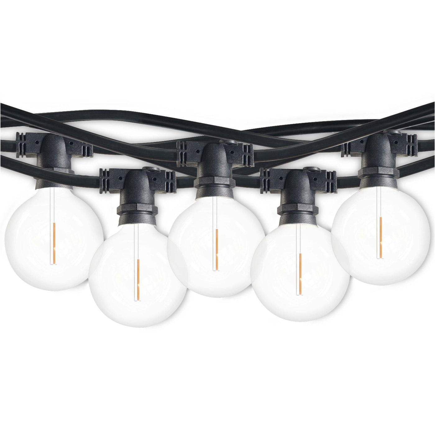 Antique Hardware 14' String Light 10 Sockets 16" Spacing E12 Black Kit - W/1W Plastic LED G16 Clear LAMPS-2PK String Lights
