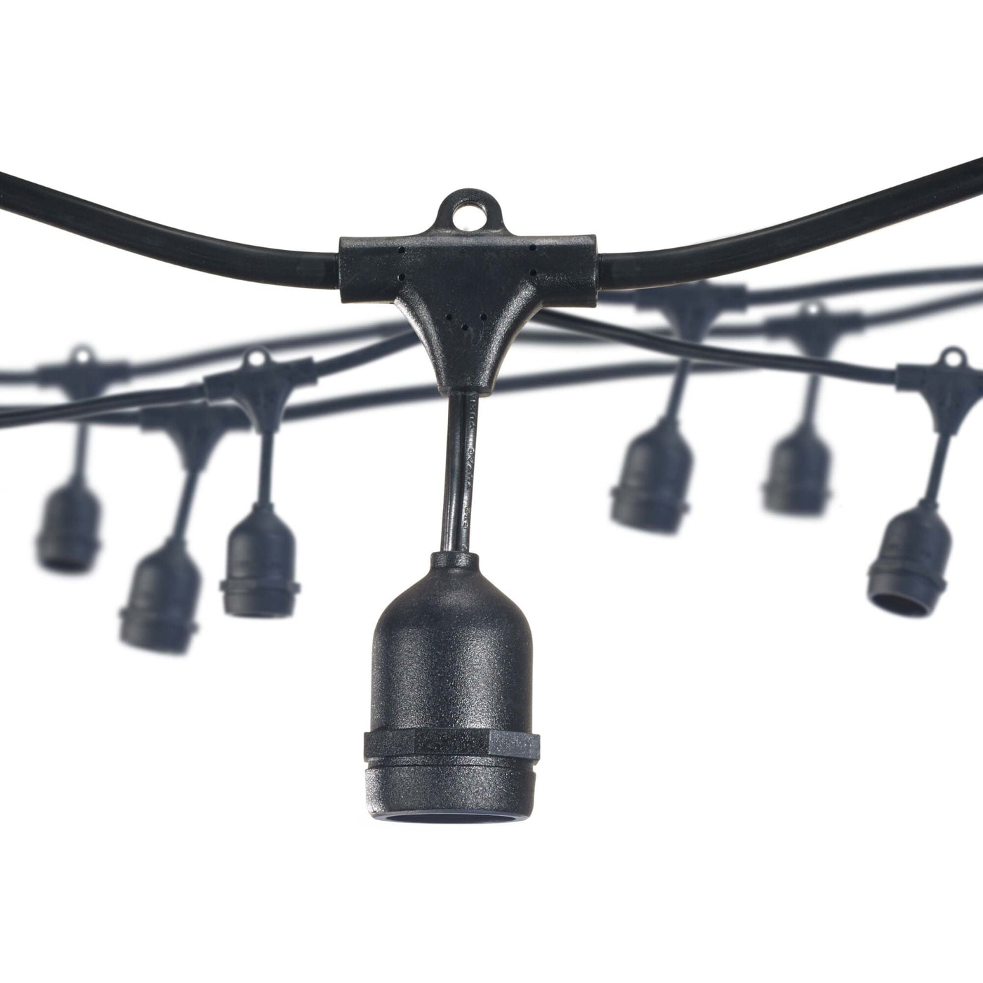 Antique Hardware 30' String Light 12 Sockets 30" Spacing E26 Black - No Bulbs Bulb