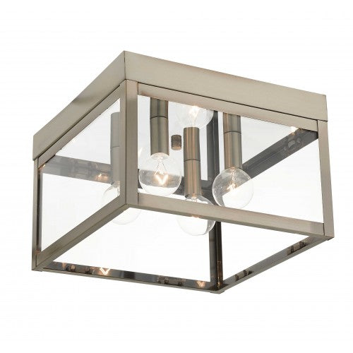 ##Antique Hardware## 4 Light Brushed Nickel Outdoor Ceiling Mount