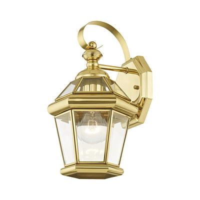 ##Antique Hardware## 1 Light Polished Brass Outdoor Wall Lantern