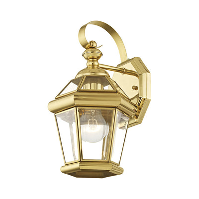 ##Antique Hardware## 1 Light Polished Brass Outdoor Wall Lantern