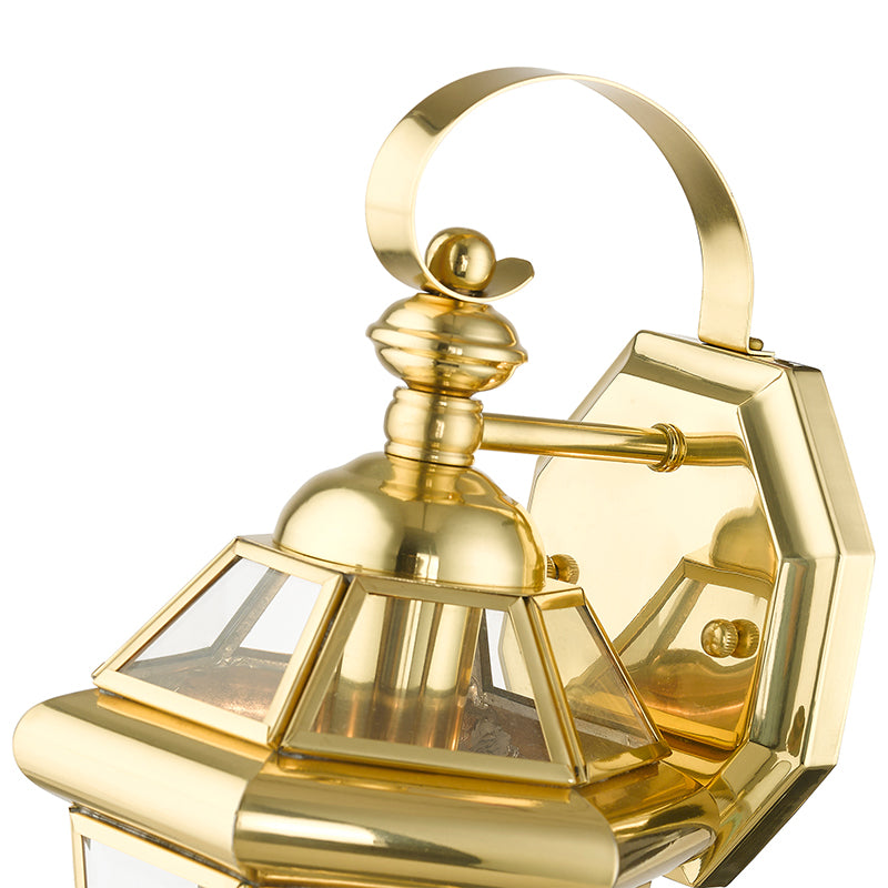 ##Antique Hardware## 1 Light Polished Brass Outdoor Wall Lantern