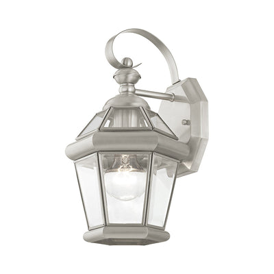 ##Antique Hardware## 1 Light Brushed Nickel Outdoor Wall Lantern