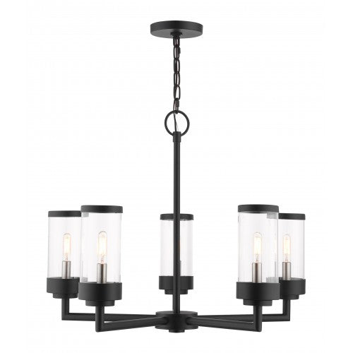 ##Antique Hardware## 5 Light Textured Black Outdoor Chandelier