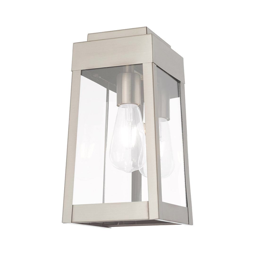 ##Antique Hardware## 1 Light Brushed Nickel Outdoor Wall Lantern