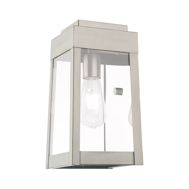 ##Antique Hardware## 1 Light Brushed Nickel Outdoor Wall Lantern