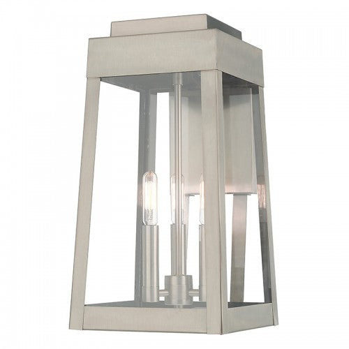 Antique Hardware 3 Light Brushed Nickel Outdoor Wall Lantern Exterior
