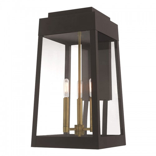 ##Antique Hardware## 3 Light Bronze Outdoor Wall Lantern
