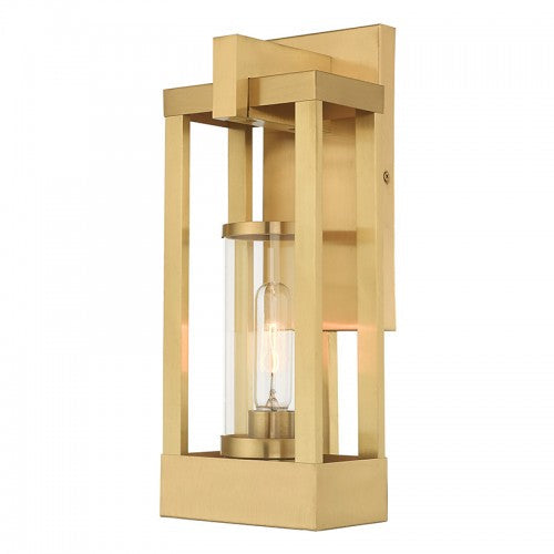 ##Antique Hardware## 1 Light Satin Brass Outdoor Wall Lantern