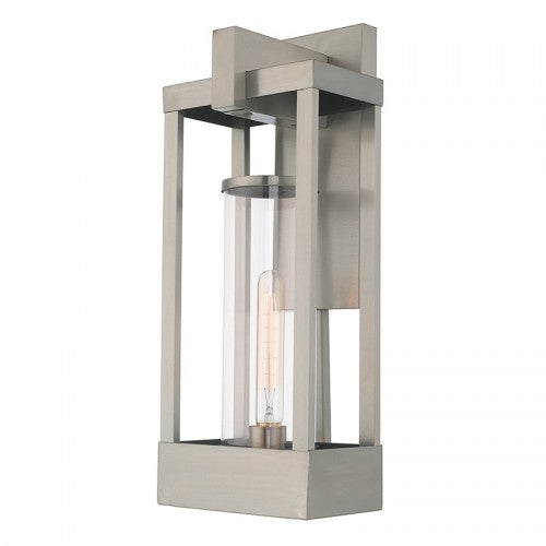 ##Antique Hardware## 1 Light Brushed Nickel Outdoor Wall Lantern