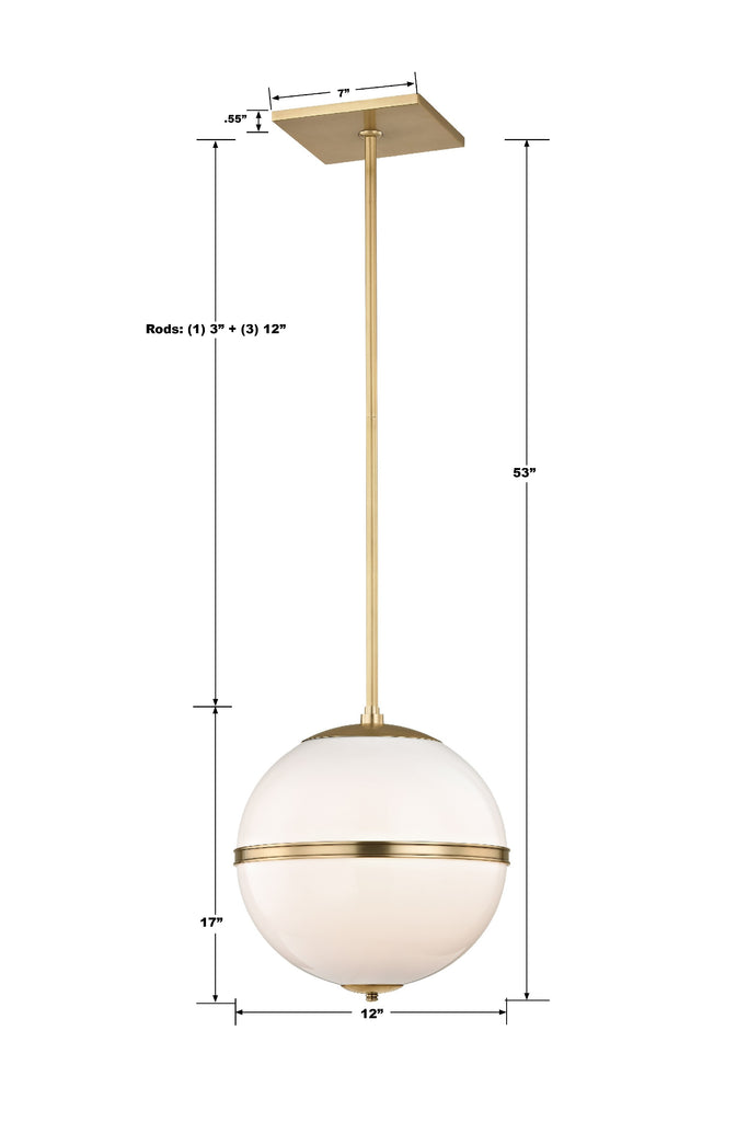 ##Antique Hardware## Brian Patrick Flynn Truax 1 Light Aged Brass Mini Pendant