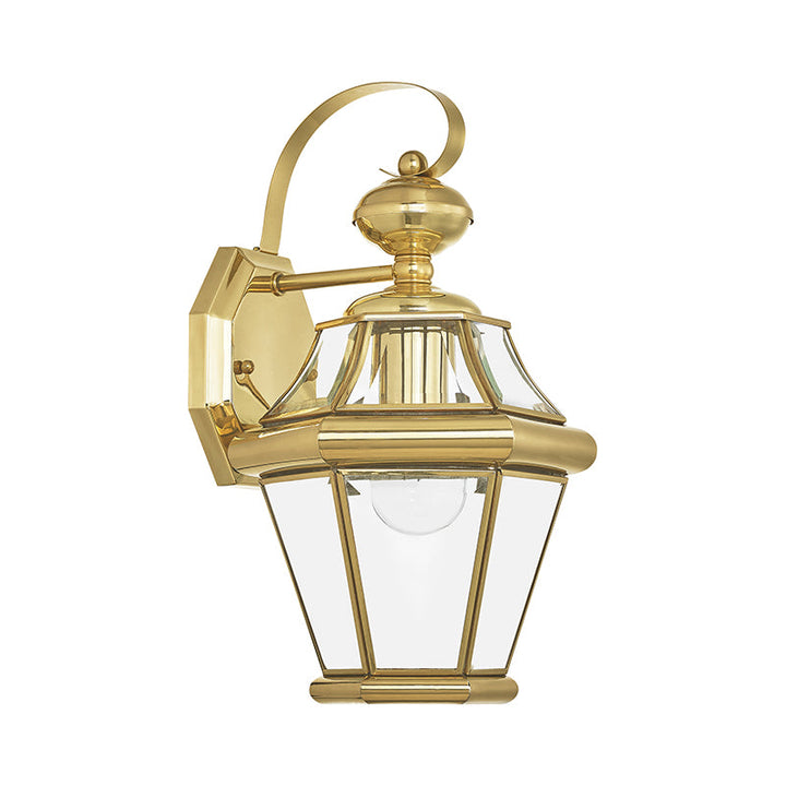 ##Antique Hardware## 1 Light Polished Brass Outdoor Wall Lantern