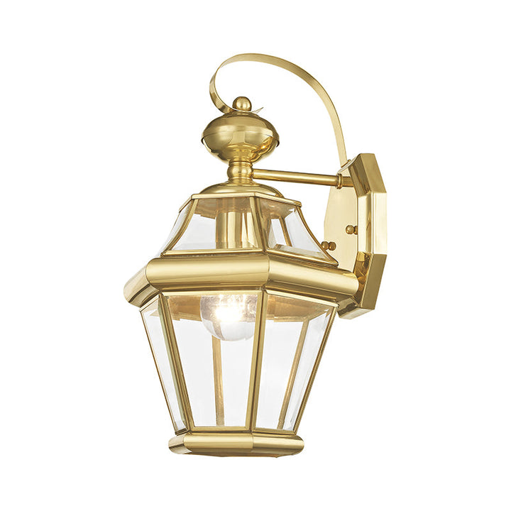 ##Antique Hardware## 1 Light Polished Brass Outdoor Wall Lantern