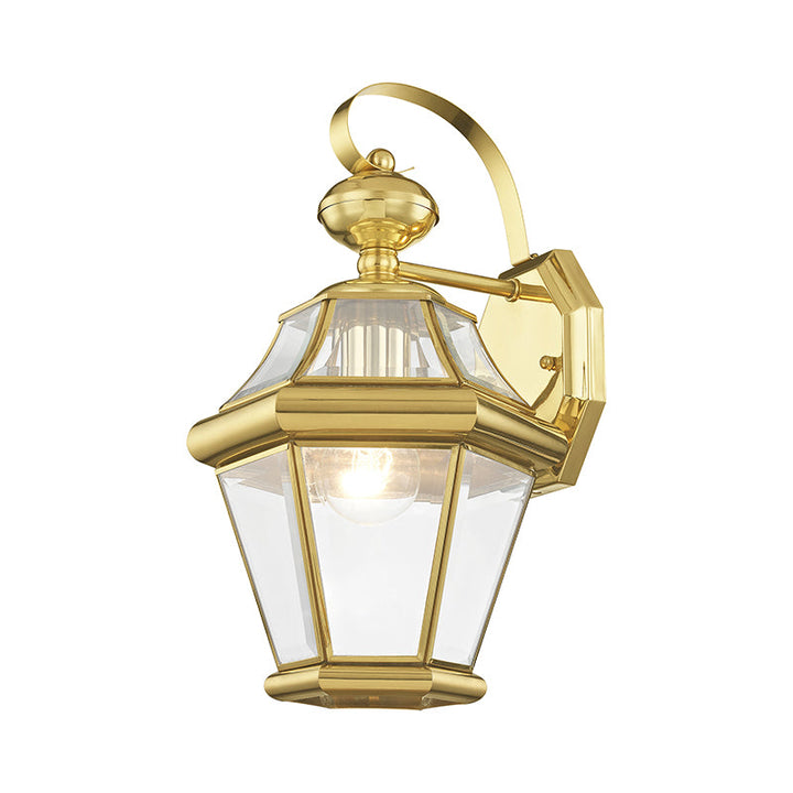 ##Antique Hardware## 1 Light Polished Brass Outdoor Wall Lantern