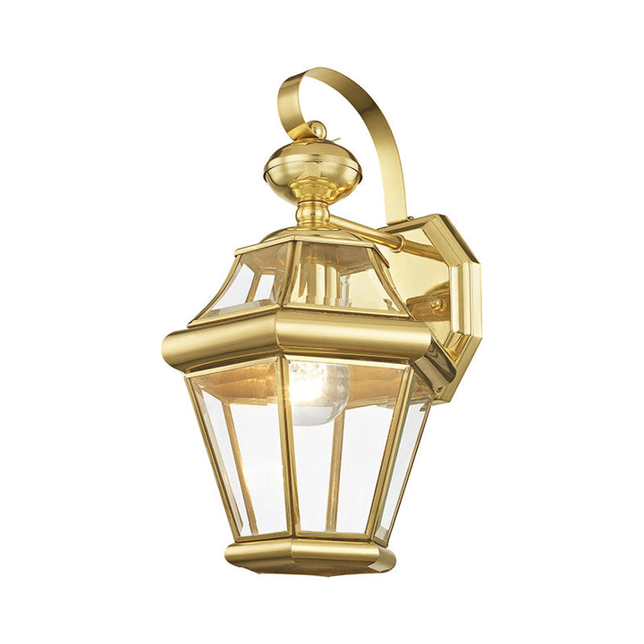 ##Antique Hardware## 1 Light Polished Brass Outdoor Wall Lantern