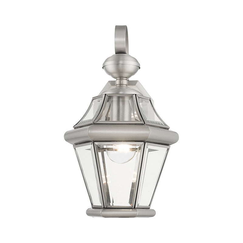 ##Antique Hardware## 1 Light Brushed Nickel Outdoor Wall Lantern