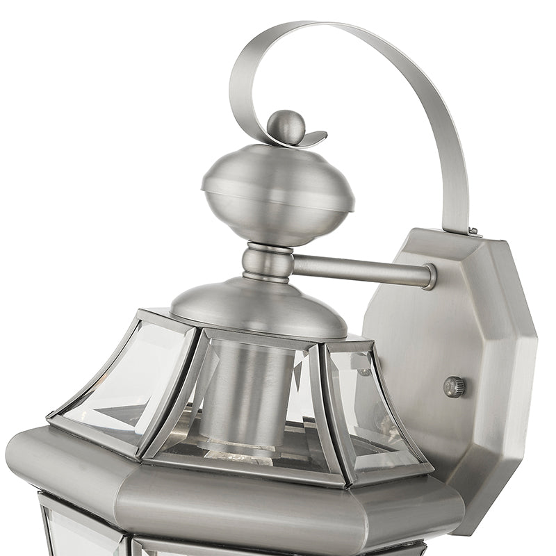 ##Antique Hardware## 1 Light Brushed Nickel Outdoor Wall Lantern