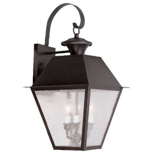 ##Antique Hardware## 3 Light Bronze Outdoor Wall Lantern