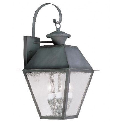 ##Antique Hardware## 3 Light Charcoal Outdoor Wall Lantern