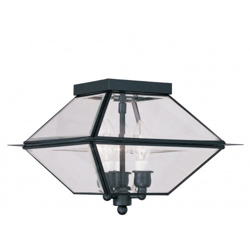 ##Antique Hardware## 3 Light Black Outdoor Ceiling Mount