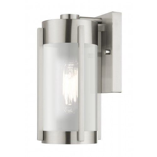 ##Antique Hardware## 1 Light Brushed Nickel Outdoor Wall Lantern