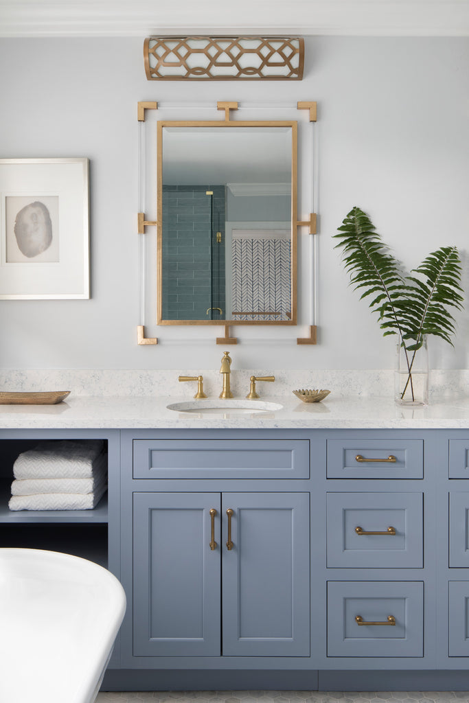 ##Antique Hardware## Libby Langdon Jennings Integrated LED Aged Brass Bathroom Vanity