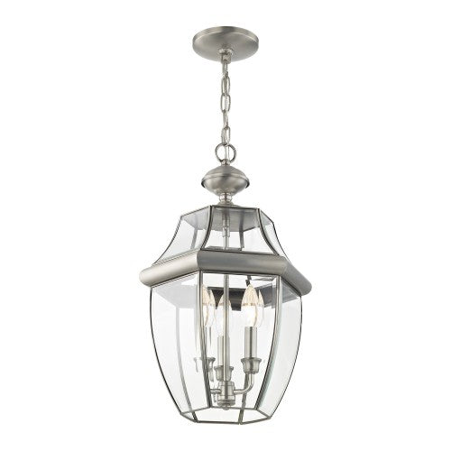 ##Antique Hardware## 3 Light Brushed Nickel Outdoor Lantern