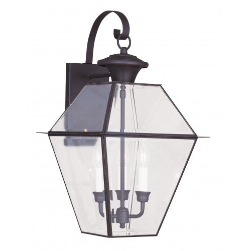 ##Antique Hardware## 3 Light Bronze Outdoor Wall Lantern