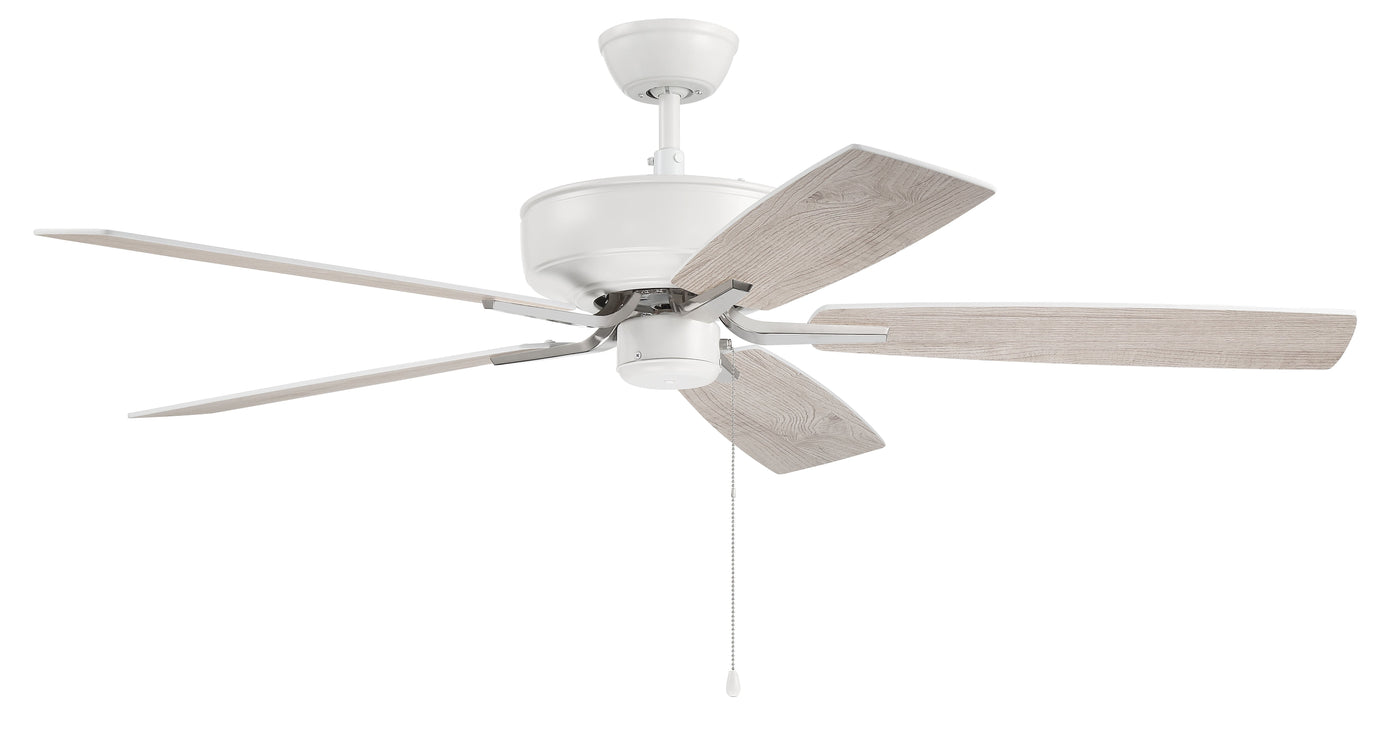 Antique Hardware 52" Pro Plus in White/Polished Nickel w/ White/Washed Oak Blades Ceiling Fan