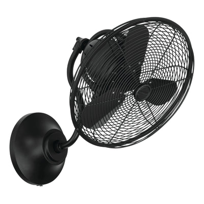 Antique Hardware 14" Bellows I Hard-wired Indoor/Outdoor (Damp) in Flat Black w/ Flat Black Blades Ceiling Fan
