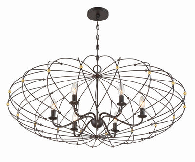 ##Antique Hardware## Zucca 6 Light English Bronze + Antique Gold Chandelier