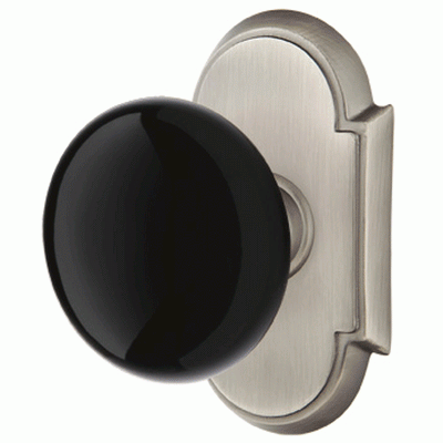 ##Antique Hardware## Black Porcelain Ebony Door Knob Set With # 8 Rosette (Several Finish Options)
