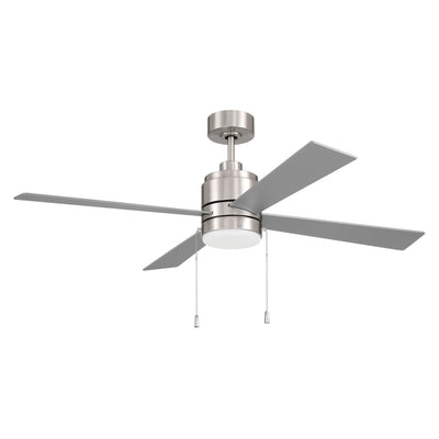 Antique Hardware 52" McCoy 4-Blade w/ Pull Chain in Brushed Polished Nickel w/ Brushed Nickel Blades Ceiling Fan