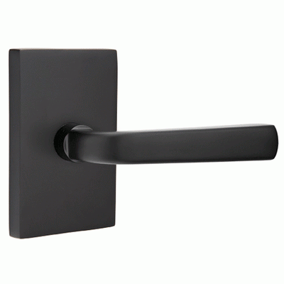 ##Antique Hardware## Brass Modern Hardware - Double Dummy Sion Door Lever With Modern Rectangular Rosette in Satin Brass - 5052SIOUS4 - Emtek Hardware