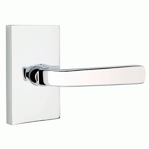 ##Antique Hardware## Brass Modern Hardware - Double Dummy Sion Door Lever With Modern Rectangular Rosette in Satin Brass - 5052SIOUS4 - Emtek Hardware